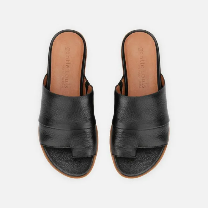 Kenneth Cole Lavern Leather Platform Slide Sandal Black Women Gentle Souls