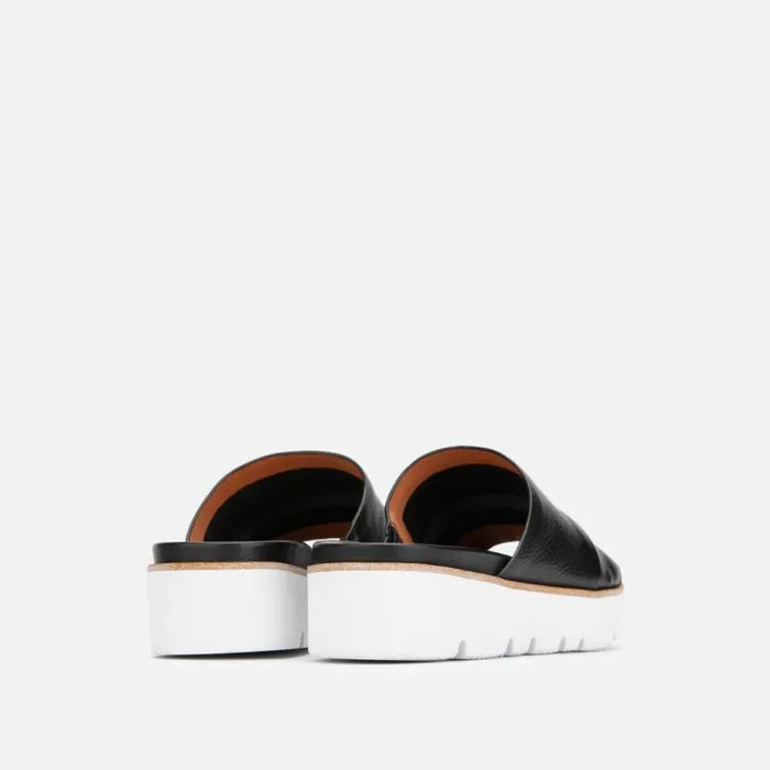 Kenneth Cole Lavern Leather Platform Slide Sandal Black Women Gentle Souls
