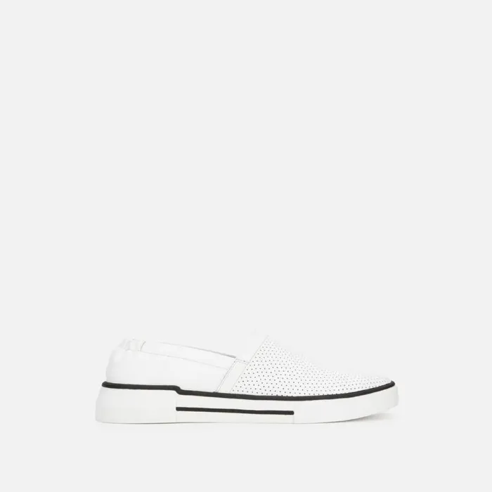 Kenneth Cole Liam Leather SlipOn Stripe Sneaker White Men Sneakers