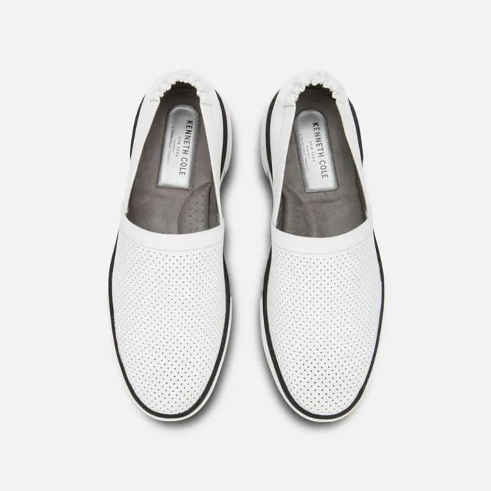Kenneth Cole Liam Leather SlipOn Stripe Sneaker White Men Sneakers