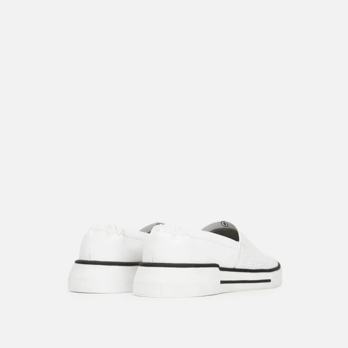 Kenneth Cole Liam Leather SlipOn Stripe Sneaker White Men Sneakers