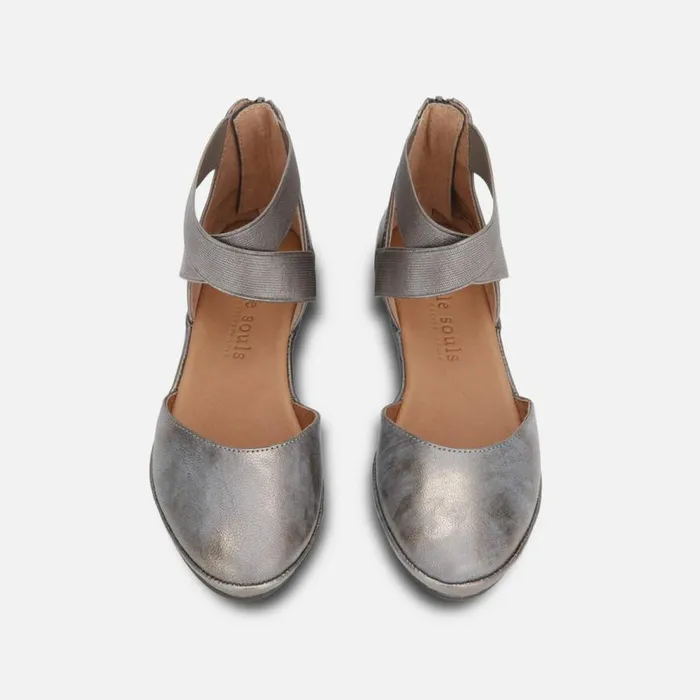 Kenneth Cole Noa Ankle Strap Wedge Pewter Women Flats