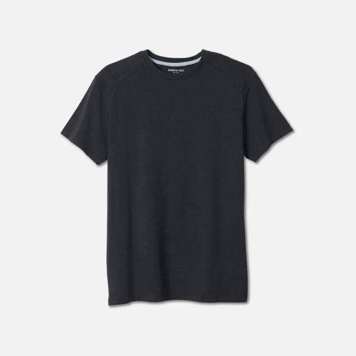 Kenneth Cole Organic Cotton Blend Crew Neck Tee In Heathered Black Charcoal Men TShirts Polos Kenneth Cole Organic Cotton Blend Crew Neck Tee In Heathered Black Charcoal Men TShirts Polos