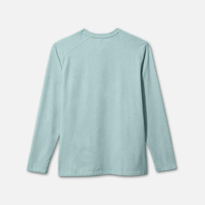 Kenneth Cole Organic Cotton Blend Long Sleeved Henley Tee Mint Melange Men TShirts Polos