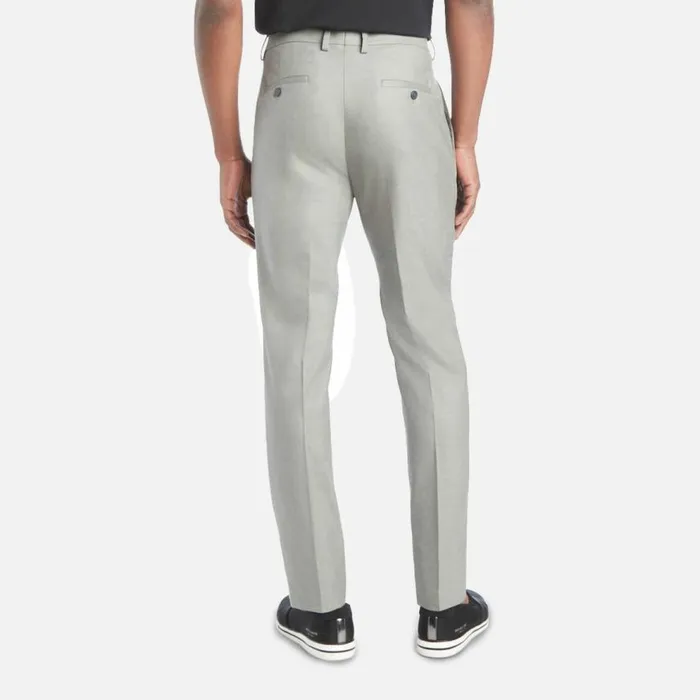 Kenneth Cole Premium Stretch Twill Slim Fit Flex Waistband Flat Front Dress Pant Lt Grey Men Bottoms