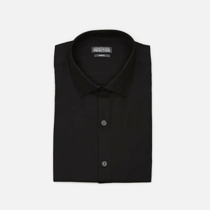 Kenneth Cole Slim Fit Tonal Satin Stripe Dress Shirt Black Men Dress Shirts