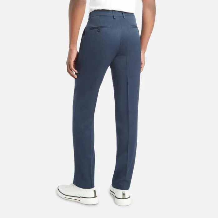 Kenneth Cole Stretch Urban Heather Slim Fit Flex Waistband Flat Front Dress Pant Blue Men Bottoms
