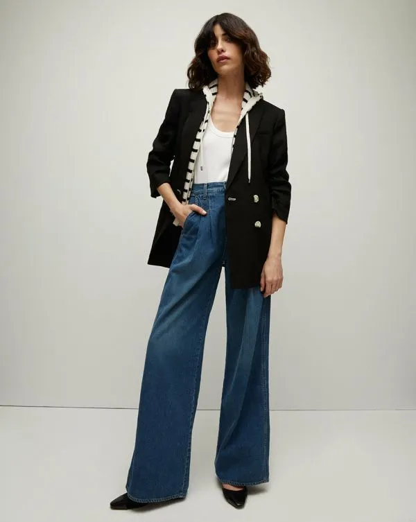 Kiernan Linen Dickey Jacket Black Women Veronica Beard Jackets and Outerwear