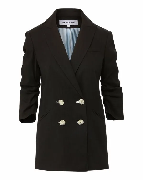 Kiernan Linen Dickey Jacket Black Women Veronica Beard Jackets and Outerwear