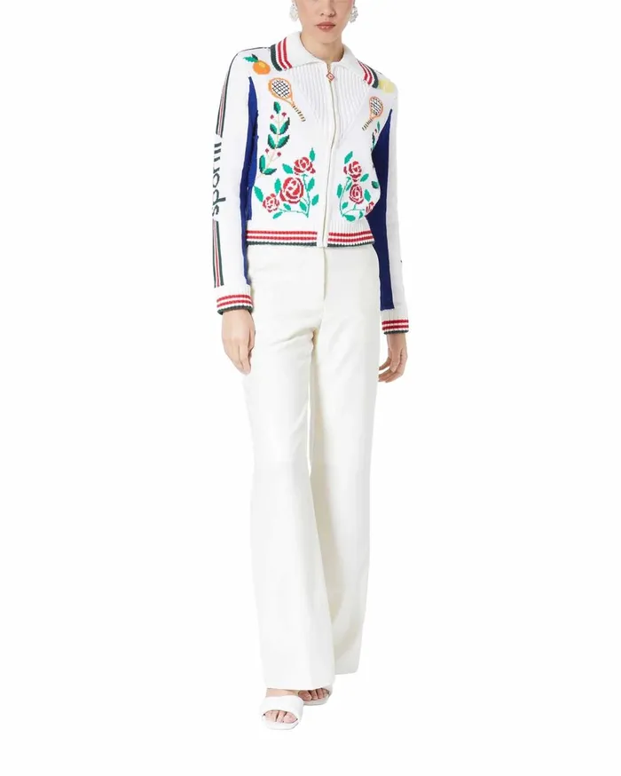 Knitwear Women Casablanca Paris Laurel Intarsia Knit Jacket