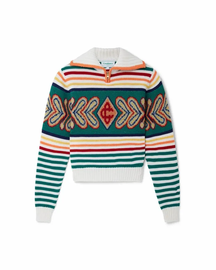 Knitwear Women Casablanca Paris Multicolour Diamond Zip Up Jumper