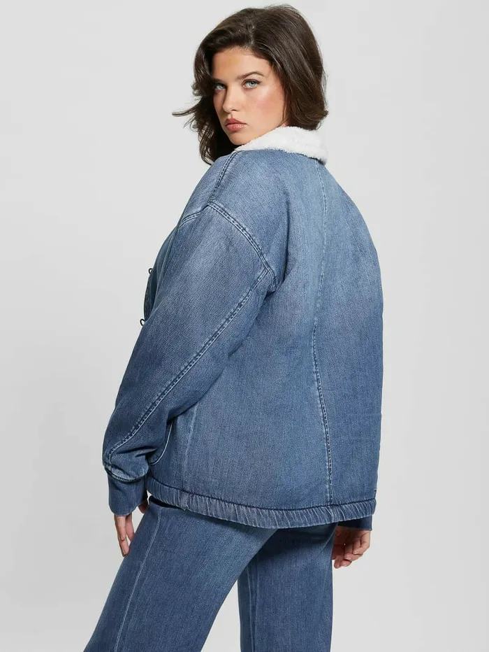 Lana SherpaLined Denim Jacket Noka Wash Jackets and Coats GUESS Women