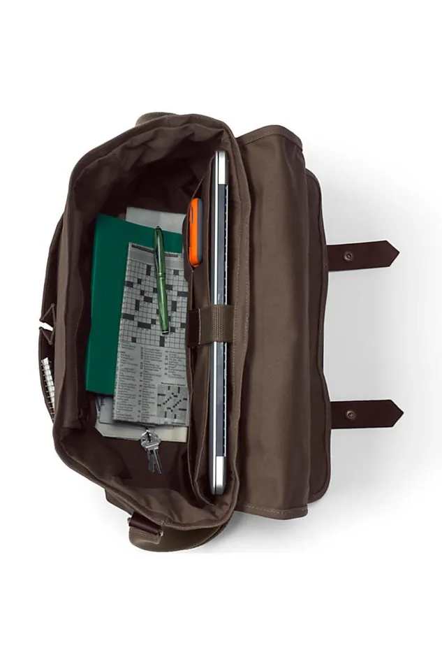 Lands039 End Accessories Men Waxed Canvas Messenger Bag Brown