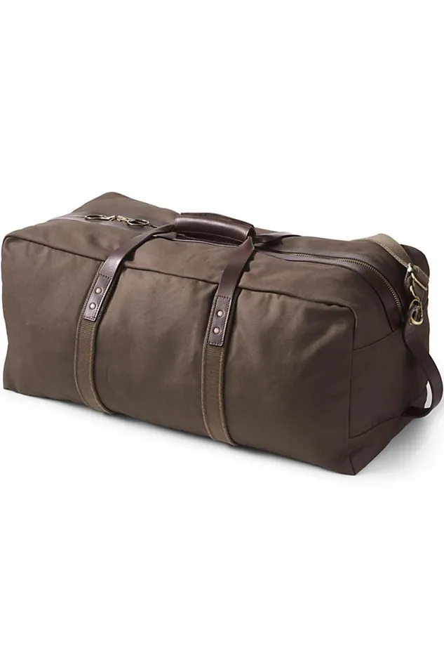 Lands039 End Accessories Men Waxed Canvas Travel Duffle Bag Brown
