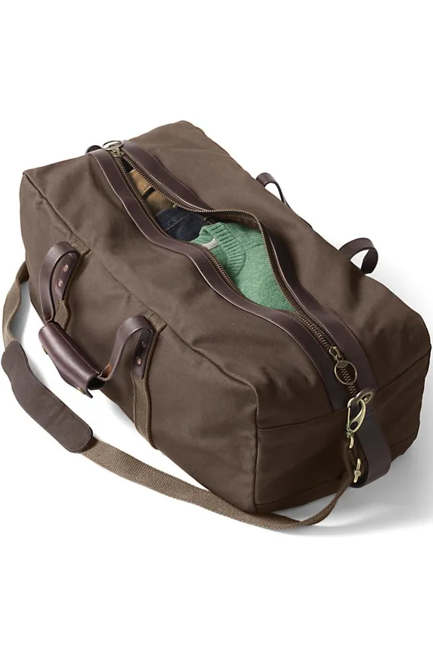 Lands039 End Accessories Men Waxed Canvas Travel Duffle Bag Brown