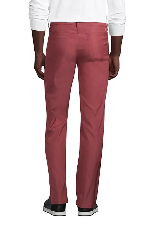 Lands039 End Activewear Men Active Performance 5 Pocket Chino Pants Brick Red Heather