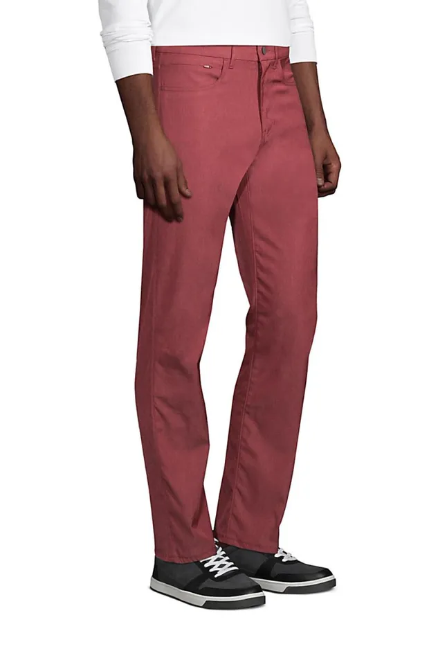 Lands039 End Activewear Men Active Performance 5 Pocket Chino Pants Brick Red Heather