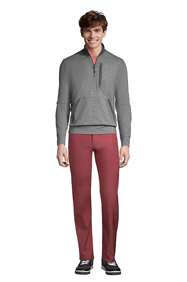 Lands039 End Activewear Men Active Performance 5 Pocket Chino Pants Brick Red Heather