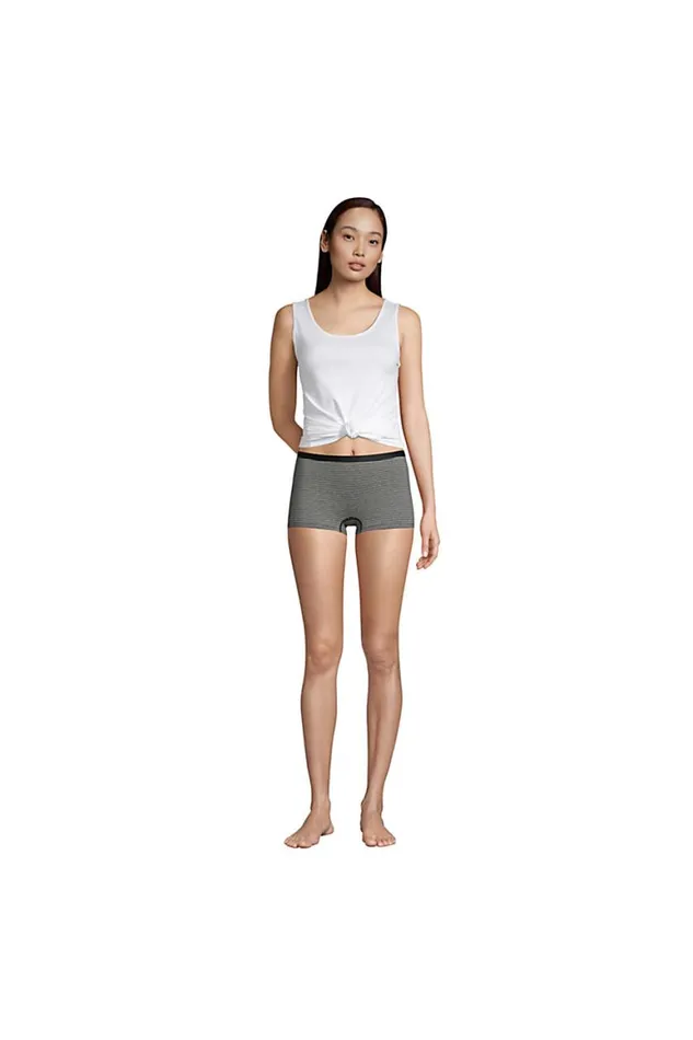 Lands039 End Bras and Underwear Women Comfort Knit Mid Rise Boyshort Underwear 8211 2 Pack Deep Sea Navy