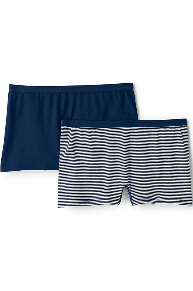 Lands039 End Bras and Underwear Women Comfort Knit Mid Rise Boyshort Underwear 8211 2 Pack Deep Sea Navy
