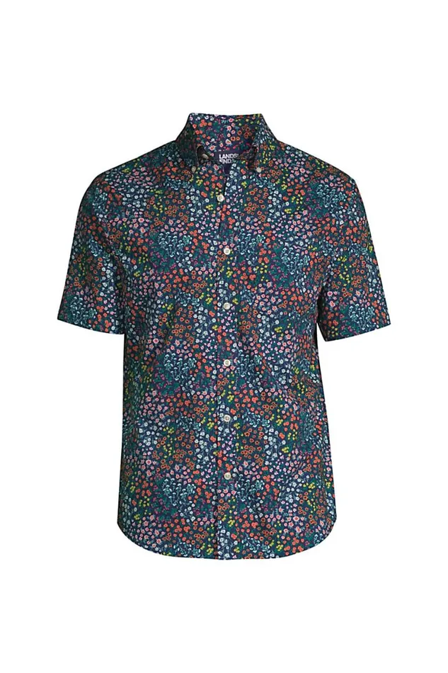 Lands039 End Casual Shirts Men Big And Tall Traditional Fit Short Sleeve Essential Lightweight Poplin Deep Sea Navy Mini Floral Lands039 End Casual Shirts Men Big And Tall Traditional Fit Short Sleeve Essential Lightweight Poplin Deep Sea Navy Mini Floral