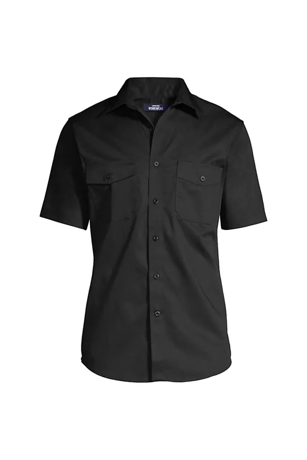 Lands039 End Casual Shirts Men Short Sleeve Straight Collar Work Shirt Black Lands039 End Casual Shirts Men Short Sleeve Straight Collar Work Shirt Black