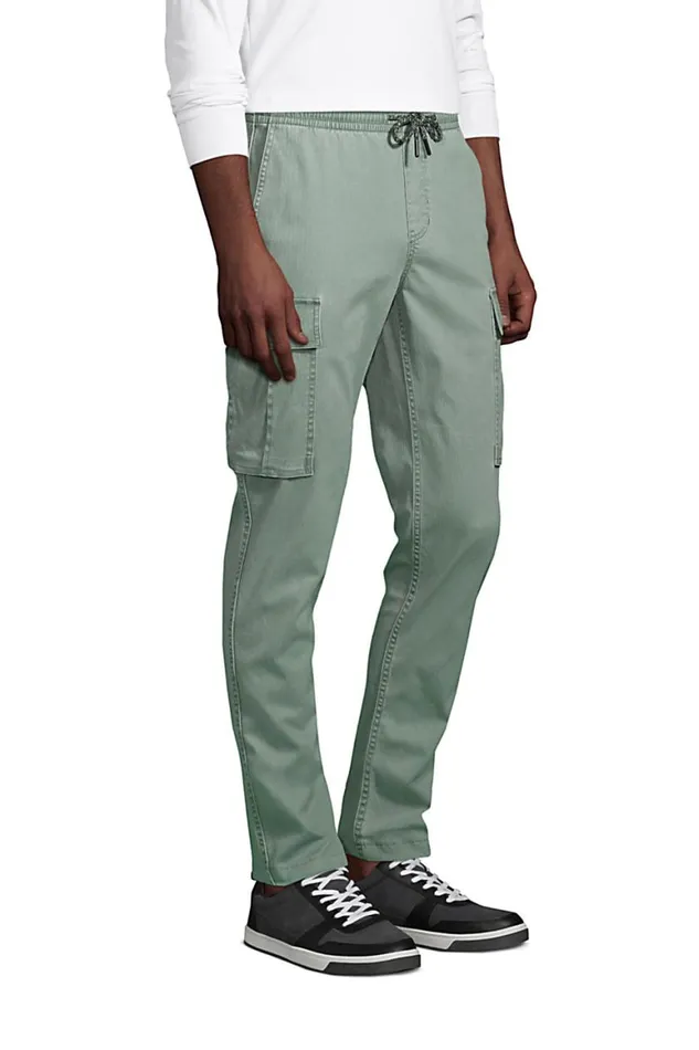 Lands039 End Chinos and Casual Pants Men Bedford Cargo Pants Washed Olive Green