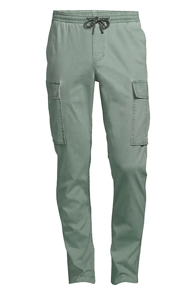 Lands039 End Chinos and Casual Pants Men Bedford Cargo Pants Washed Olive Green