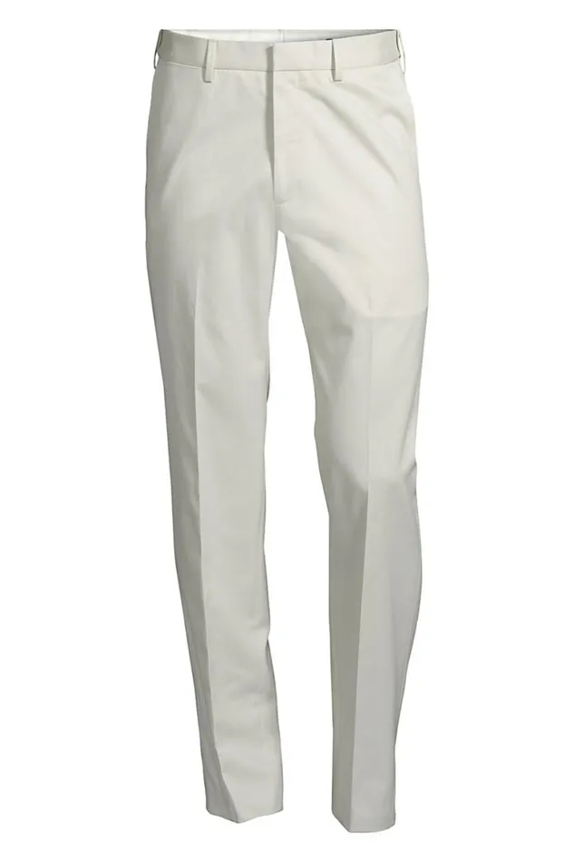 Lands039 End Chinos and Casual Pants Men Comfort Waist No Iron Twill Dress Pants Light Stone