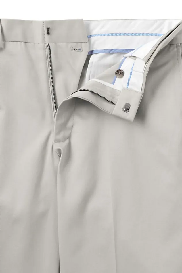 Lands039 End Chinos and Casual Pants Men Comfort Waist No Iron Twill Dress Pants Light Stone