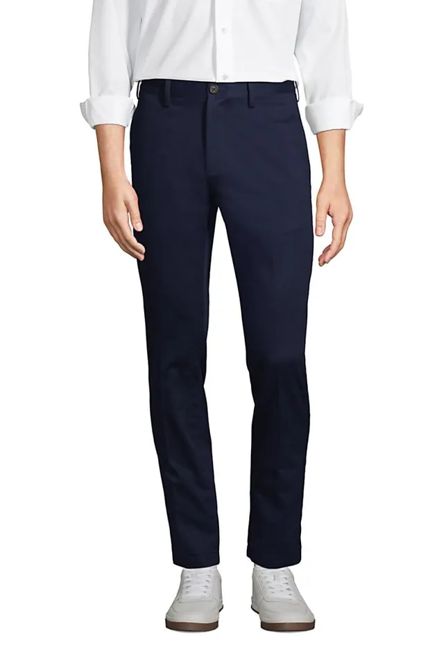 Lands039 End Chinos and Casual Pants Men Slim Fit Plain Front No Iron Chino Pants Radiant Navy