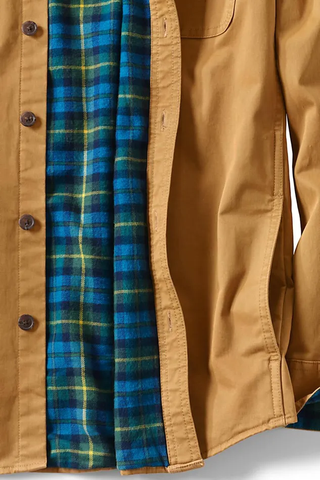 Lands039 End Coats and Jackets Men Flannel Lined Work Shirt Golden Pecan Lands039 End Coats and Jackets Men Flannel Lined Work Shirt Golden Pecan