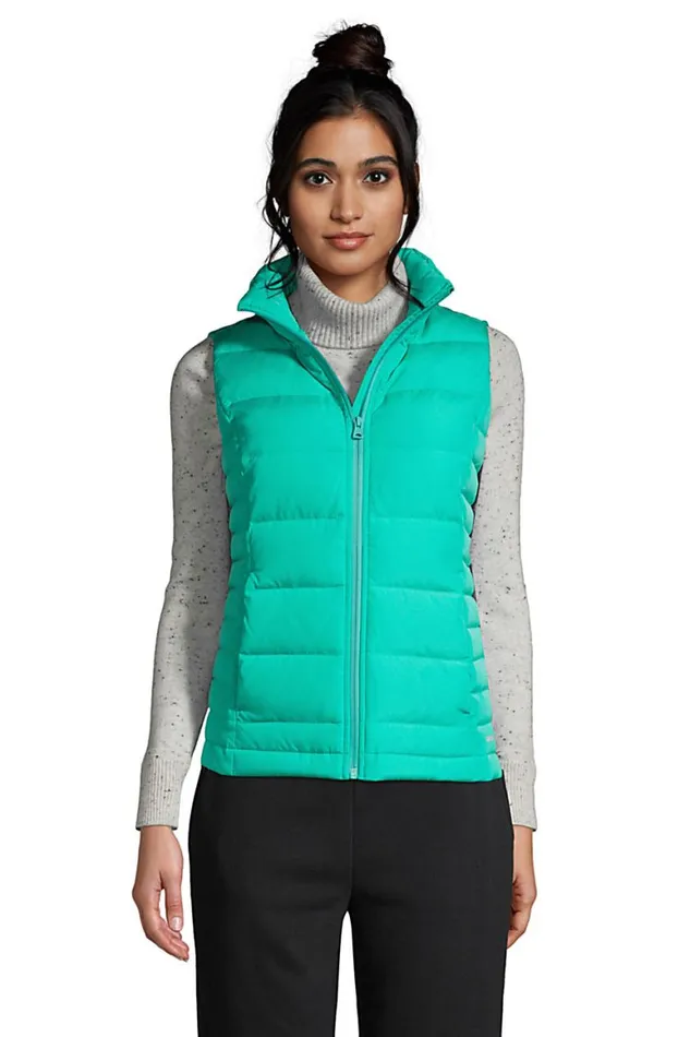 Lands039 End Coats and Jackets Women 600 Down Puffer Vest Seafoam Teal