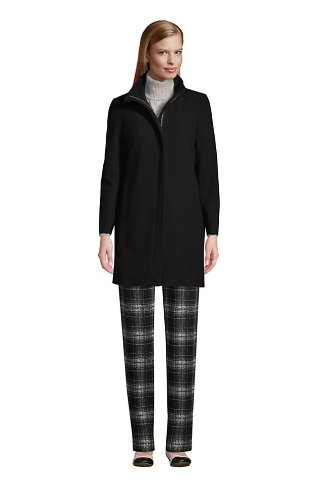 Lands039 End Coats and Jackets Women Insulated Long Wool Dress Coat Black