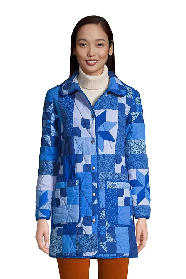 Lands039 End Coats and Jackets Women Patchwork Quilted Coat Blue Prosperity Quilt Lands039 End Coats and Jackets Women Patchwork Quilted Coat Blue Prosperity Quilt