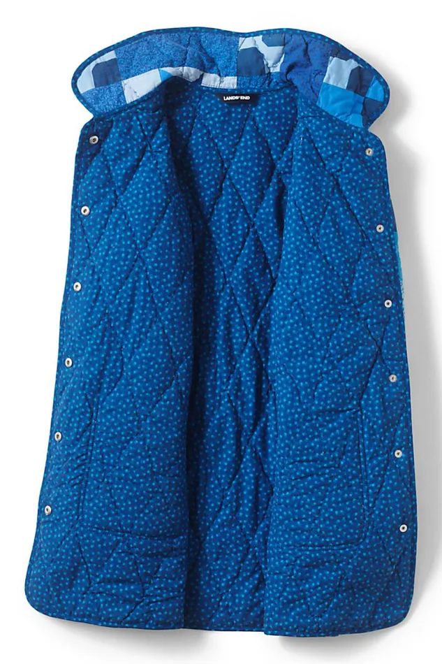 Lands039 End Coats and Jackets Women Patchwork Quilted Coat Blue Prosperity Quilt