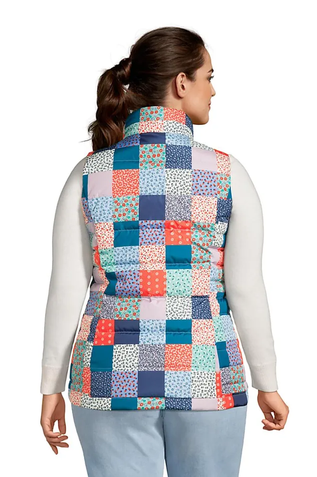 Lands039 End Coats and Jackets Women Plus Size 600 Down Puffer Vest Print Multi Patchwork Floral Lands039 End Coats and Jackets Women Plus Size 600 Down Puffer Vest Print Multi Patchwork Floral