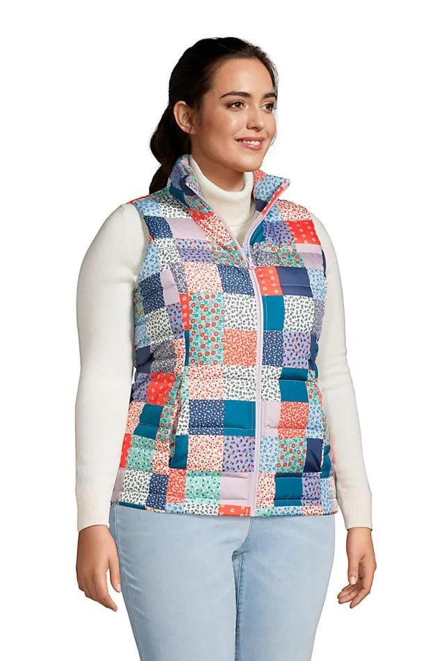 Lands039 End Coats and Jackets Women Plus Size 600 Down Puffer Vest Print Multi Patchwork Floral Lands039 End Coats and Jackets Women Plus Size 600 Down Puffer Vest Print Multi Patchwork Floral
