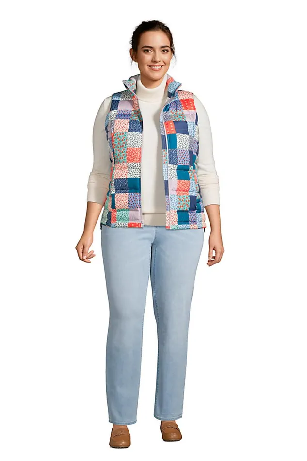 Lands039 End Coats and Jackets Women Plus Size 600 Down Puffer Vest Print Multi Patchwork Floral Lands039 End Coats and Jackets Women Plus Size 600 Down Puffer Vest Print Multi Patchwork Floral