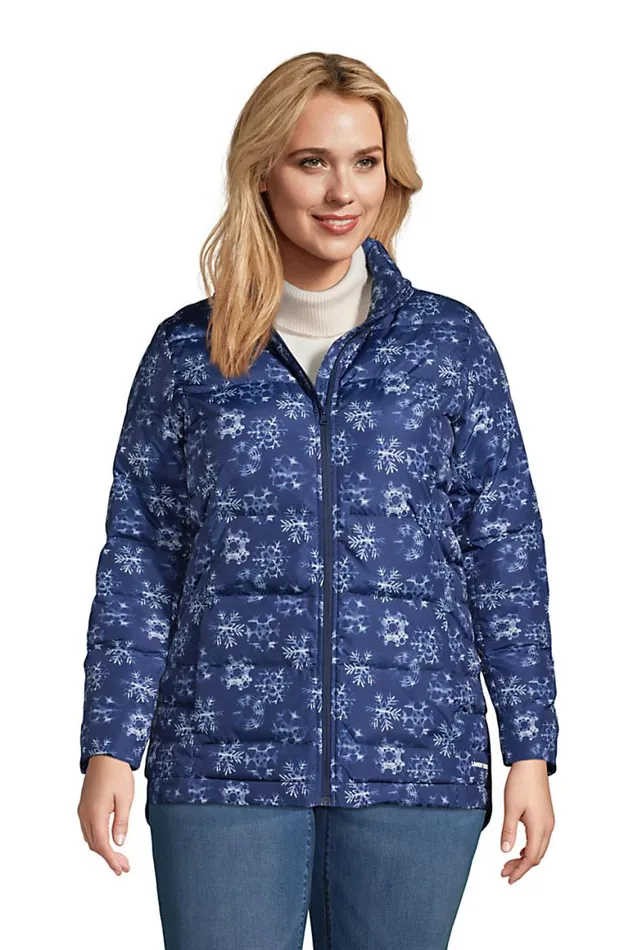 Lands039 End Coats and Jackets Women Plus Size 600 Down Winter Puffer Jacket Print Deep Sea Navy Snowflake Lands039 End Coats and Jackets Women Plus Size 600 Down Winter Puffer Jacket Print Deep Sea Navy Snowflake
