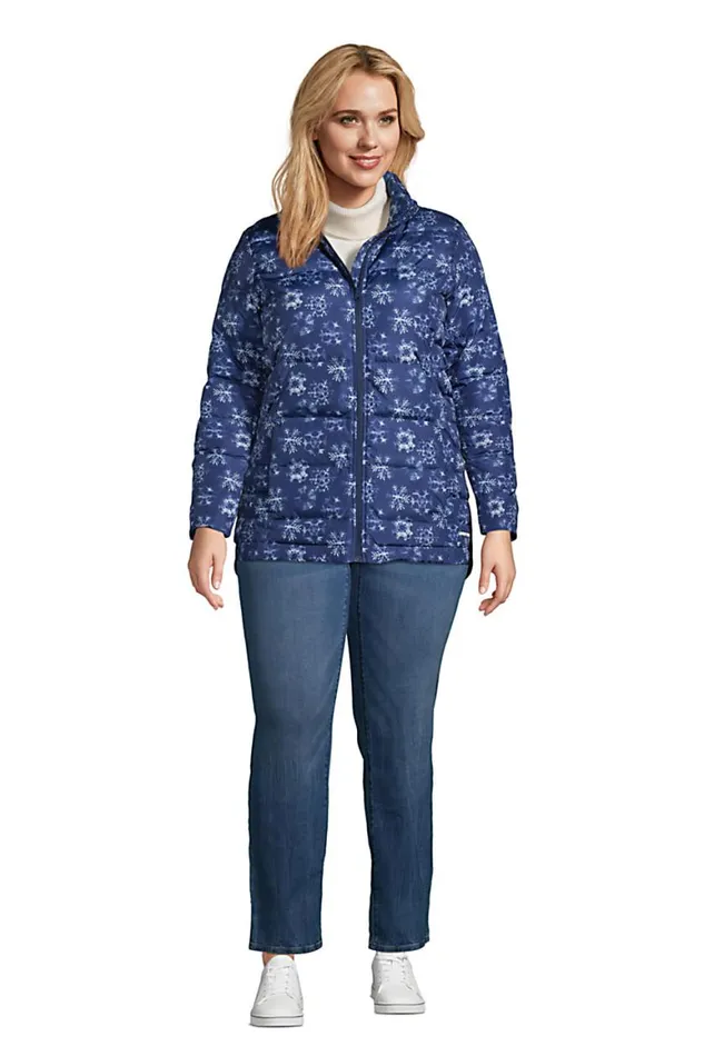 Lands039 End Coats and Jackets Women Plus Size 600 Down Winter Puffer Jacket Print Deep Sea Navy Snowflake Lands039 End Coats and Jackets Women Plus Size 600 Down Winter Puffer Jacket Print Deep Sea Navy Snowflake