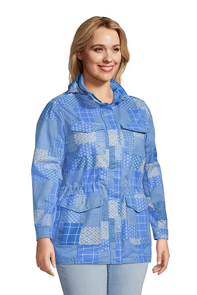 Lands039 End Coats and Jackets Women Plus Size Cotton Hooded Jacket With Cargo Pockets Chicory Blue Patchwork Lands039 End Coats and Jackets Women Plus Size Cotton Hooded Jacket With Cargo Pockets Chicory Blue Patchwork