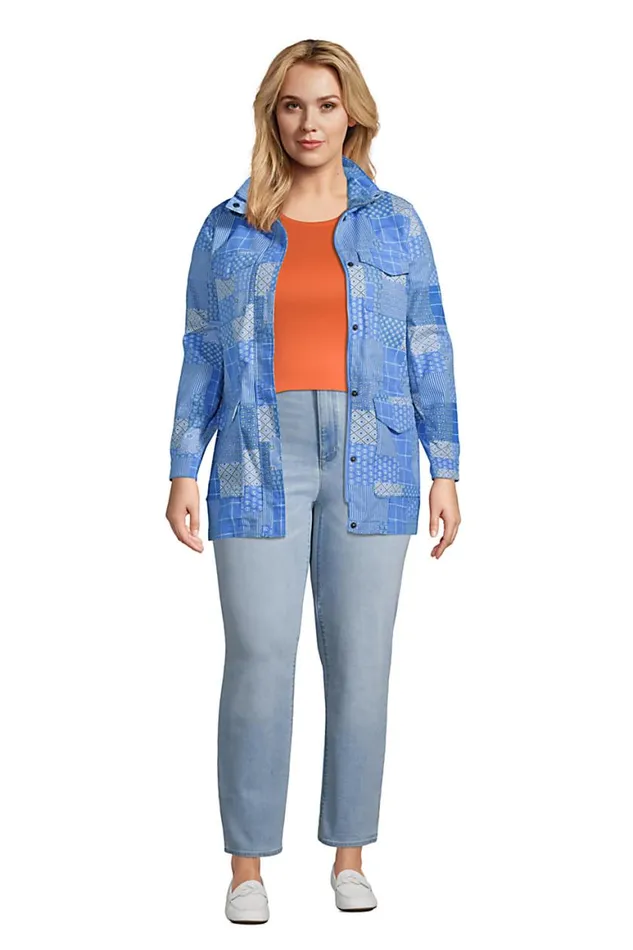 Lands039 End Coats and Jackets Women Plus Size Cotton Hooded Jacket With Cargo Pockets Chicory Blue Patchwork Lands039 End Coats and Jackets Women Plus Size Cotton Hooded Jacket With Cargo Pockets Chicory Blue Patchwork