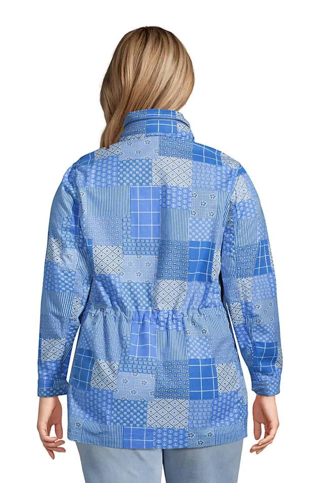 Lands039 End Coats and Jackets Women Plus Size Cotton Hooded Jacket With Cargo Pockets Chicory Blue Patchwork Lands039 End Coats and Jackets Women Plus Size Cotton Hooded Jacket With Cargo Pockets Chicory Blue Patchwork