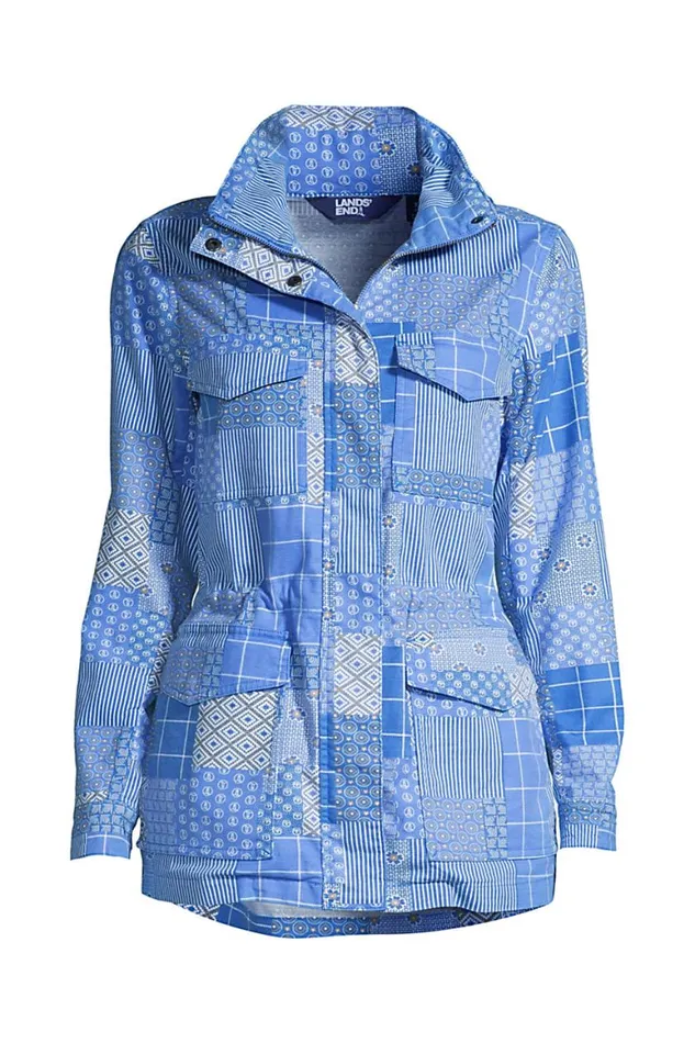 Lands039 End Coats and Jackets Women Plus Size Cotton Hooded Jacket With Cargo Pockets Chicory Blue Patchwork Lands039 End Coats and Jackets Women Plus Size Cotton Hooded Jacket With Cargo Pockets Chicory Blue Patchwork