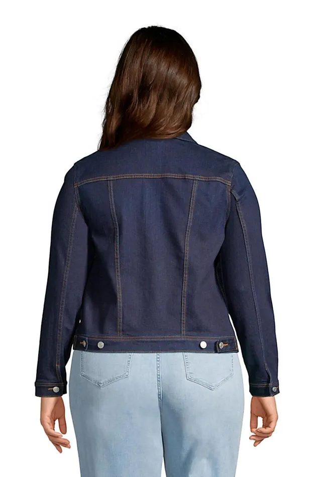 Lands039 End Coats and Jackets Women Plus Size Denim Trucker Jacket Dark Indigo Wash