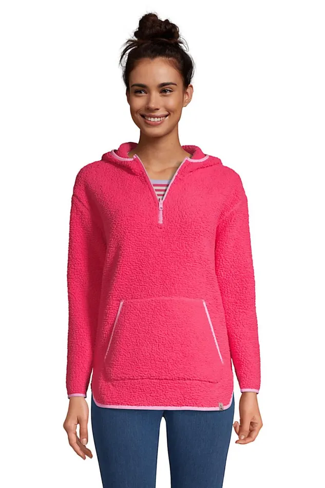 Lands039 End Coats and Jackets Women Quarter Zip Sherpa Fleece Hoodie Hot Pink Lands039 End Coats and Jackets Women Quarter Zip Sherpa Fleece Hoodie Hot Pink