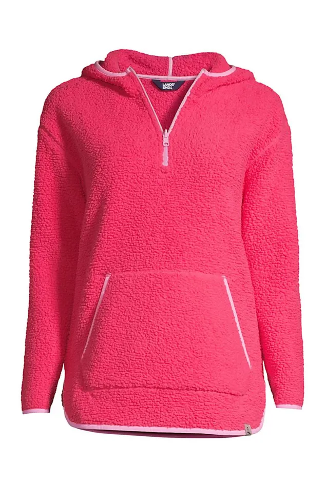 Lands039 End Coats and Jackets Women Quarter Zip Sherpa Fleece Hoodie Hot Pink Lands039 End Coats and Jackets Women Quarter Zip Sherpa Fleece Hoodie Hot Pink