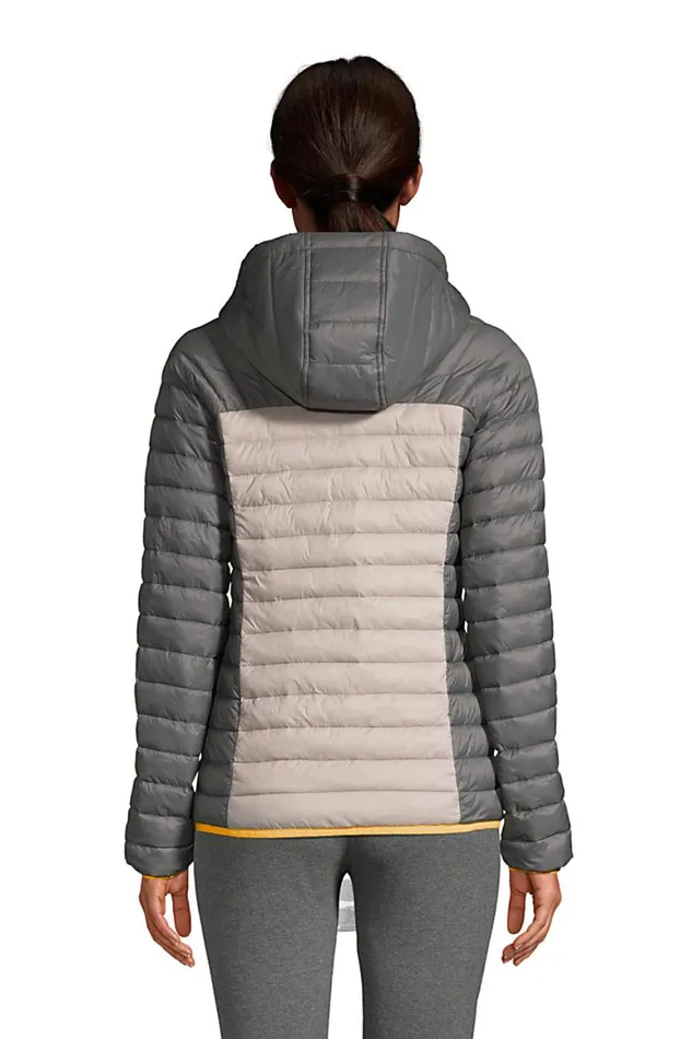 Lands039 End Coats and Jackets Women Recycled Thermoplume Hooded Jacket Boulder Gray