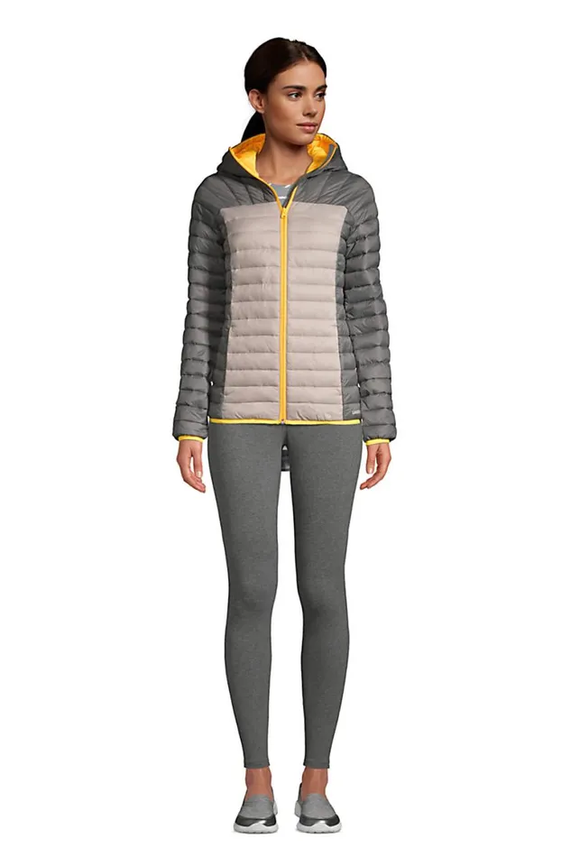 Lands039 End Coats and Jackets Women Recycled Thermoplume Hooded Jacket Boulder Gray